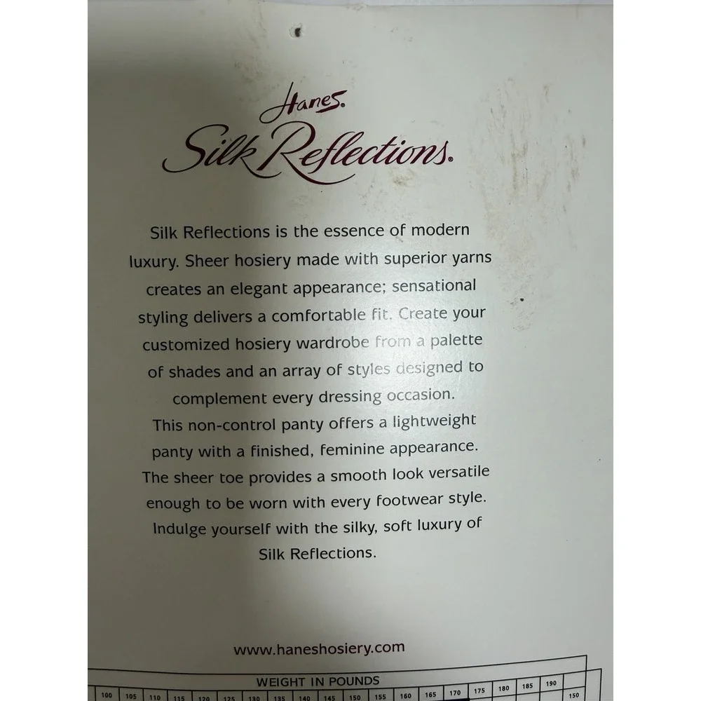 Hanes‎ Silk Reflections Silky Sheer Pantyhose Style 715 Little Color CD Nude